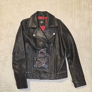 Harley-Davidson Black Leather Jacket with Red Lining